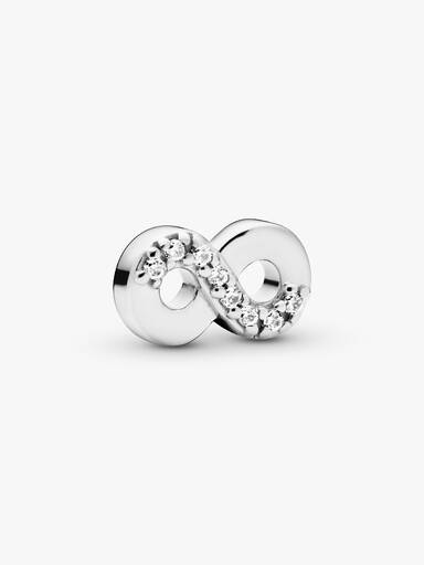 Infinity silver petite element with clear cubic zirconia
