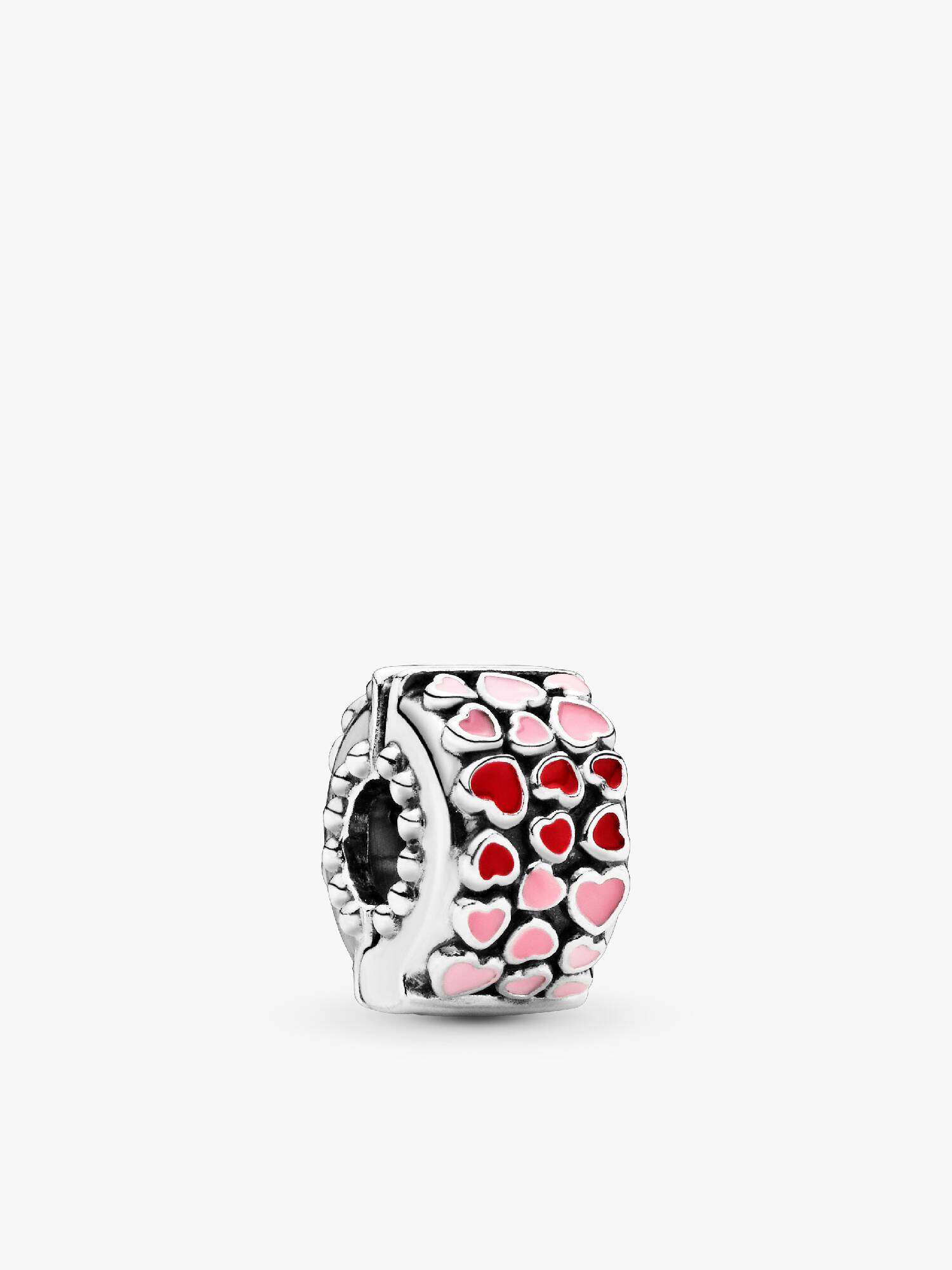 Hearts silver clip with red and pink enamel