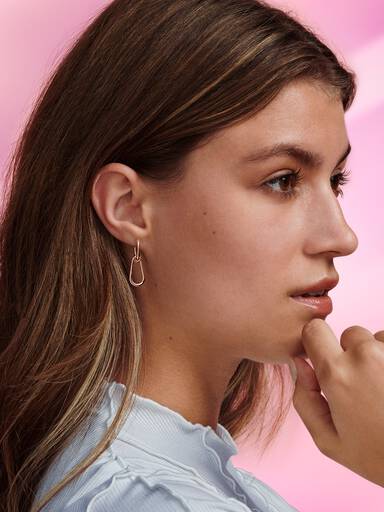 14k Rose gold-plated hoop link earring