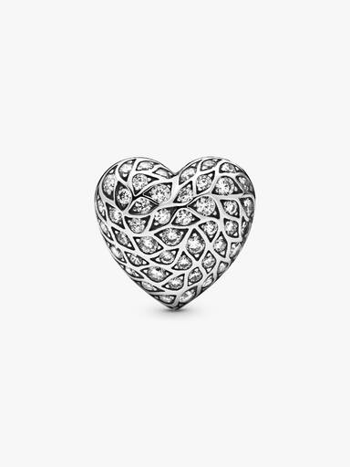 Heart sterling silver stud earring with clear cubic zirconia