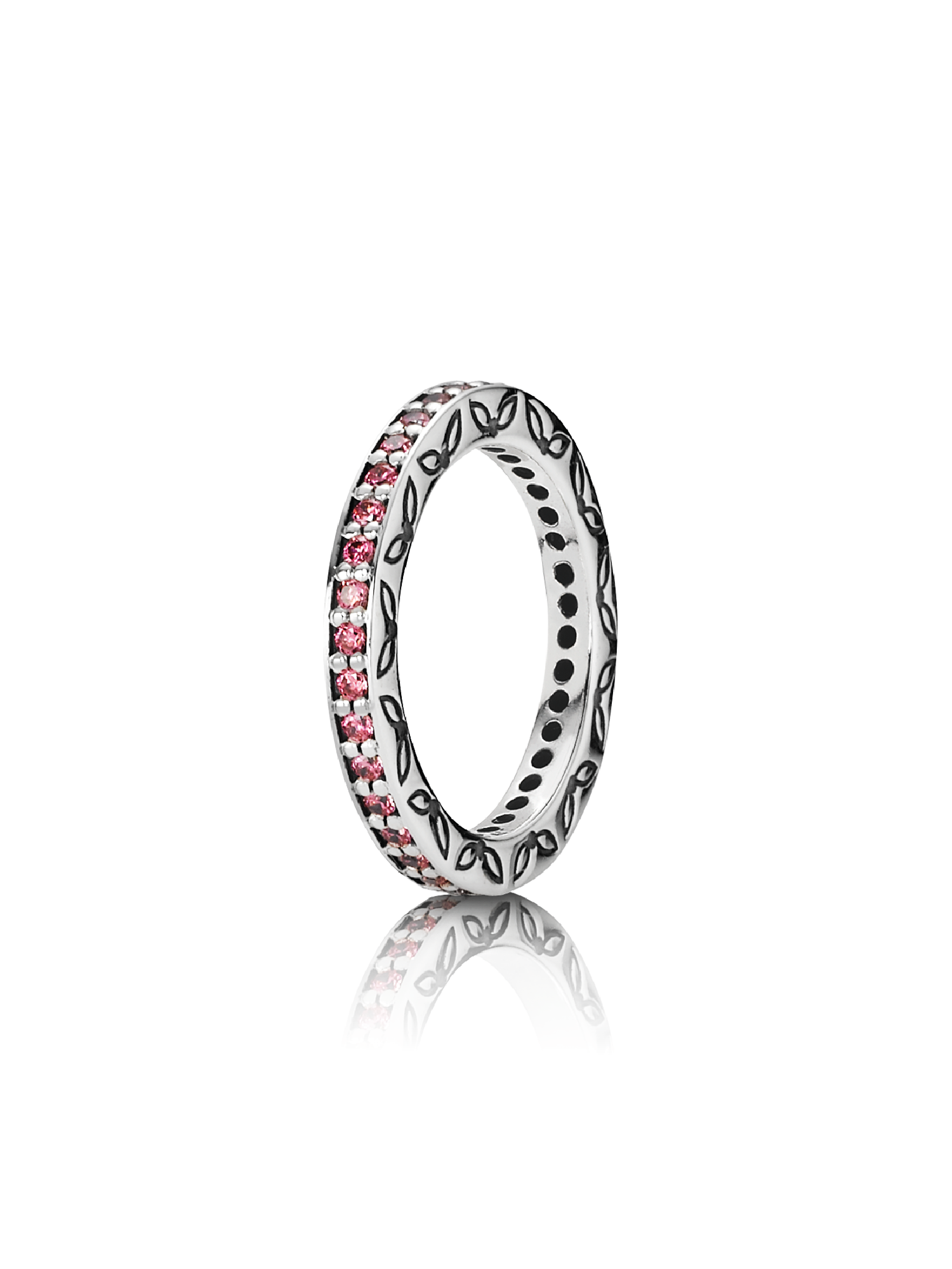 Silver ring, fancy pink cubic zirconia