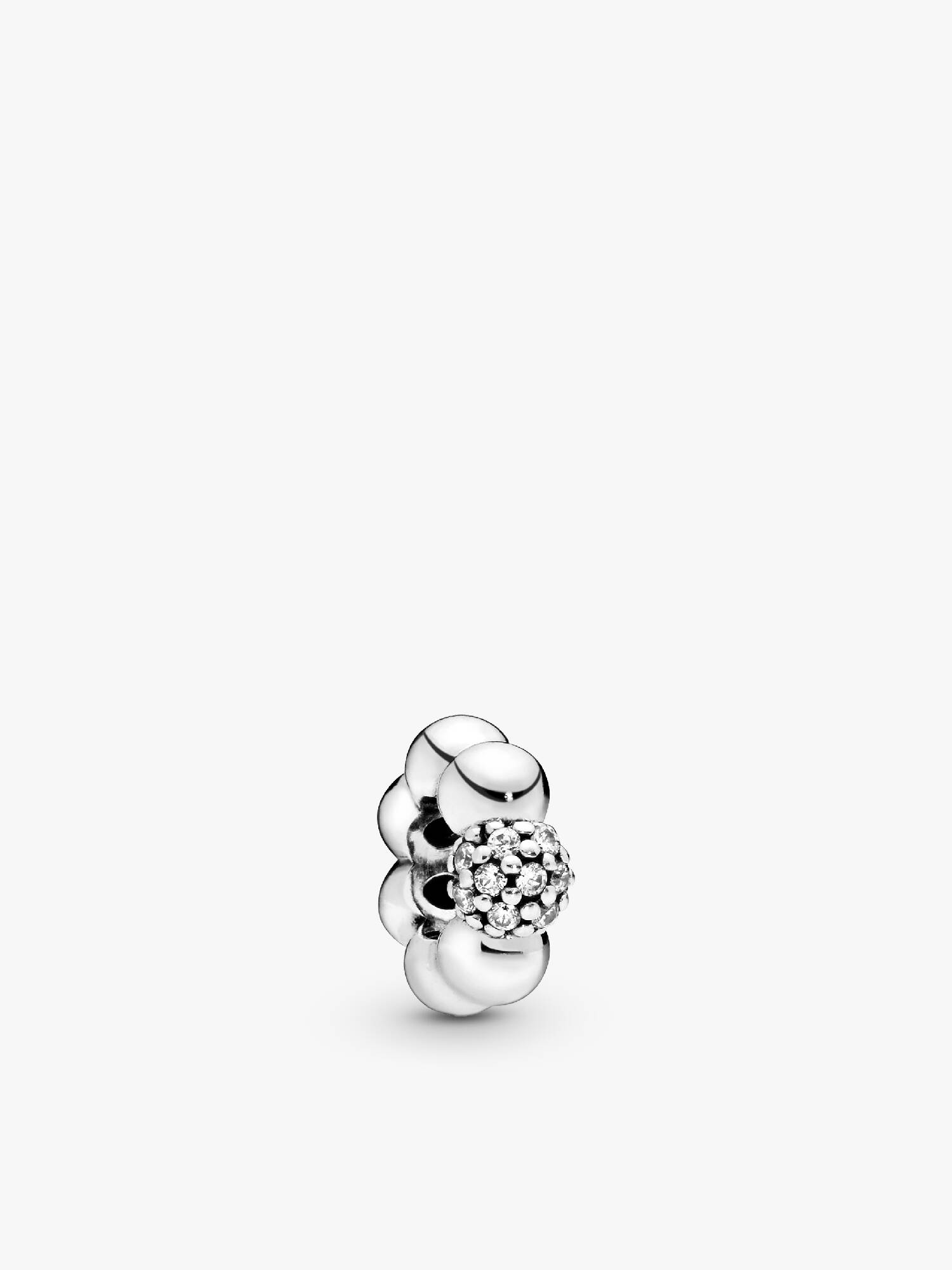 Sterling silver spacer with clear cubic zirconia