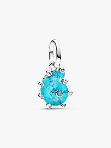 Charm pendente de caracol marinho em vidro de Murano azul