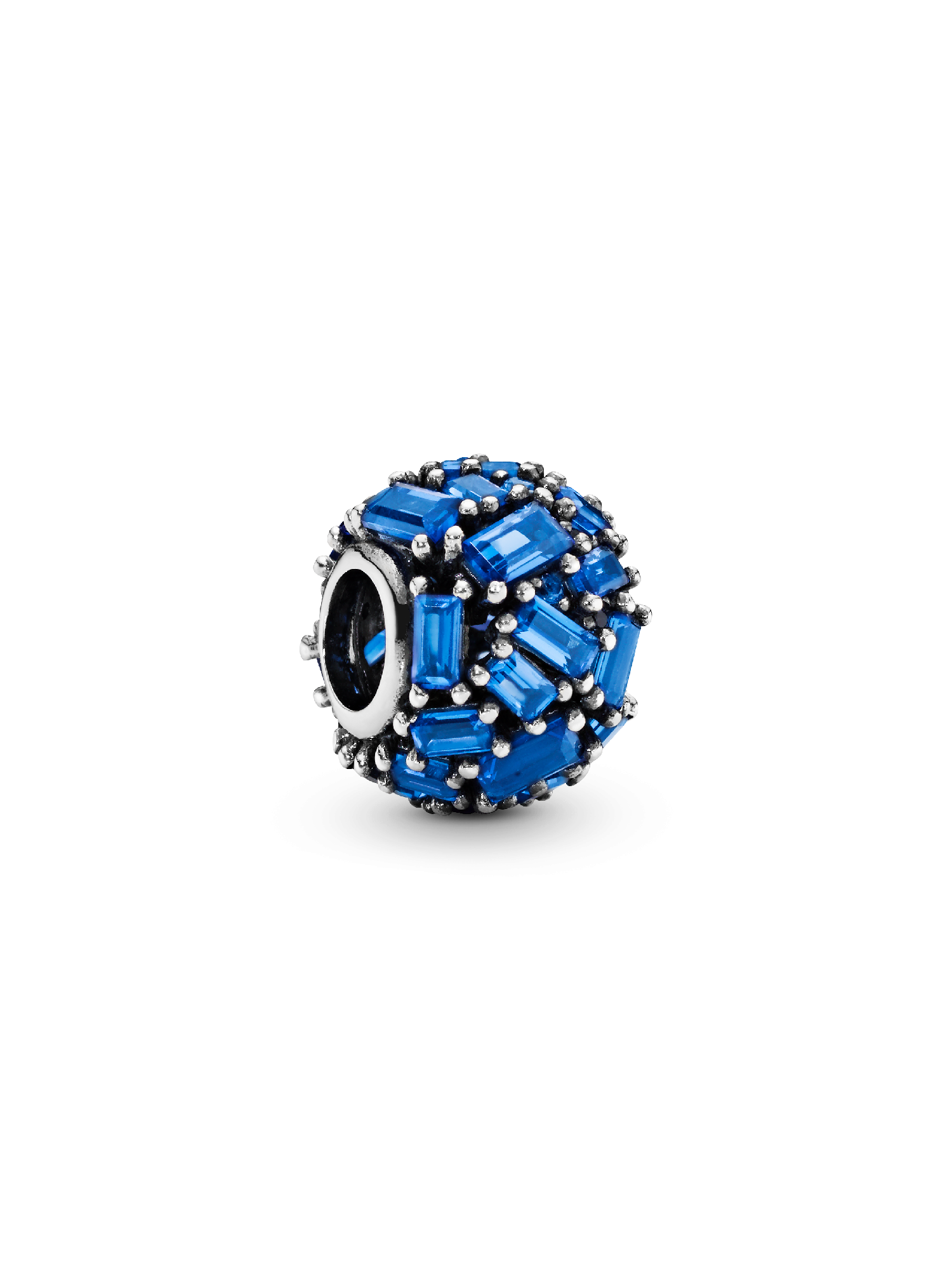Ice cube silver charm with sea blue crystal