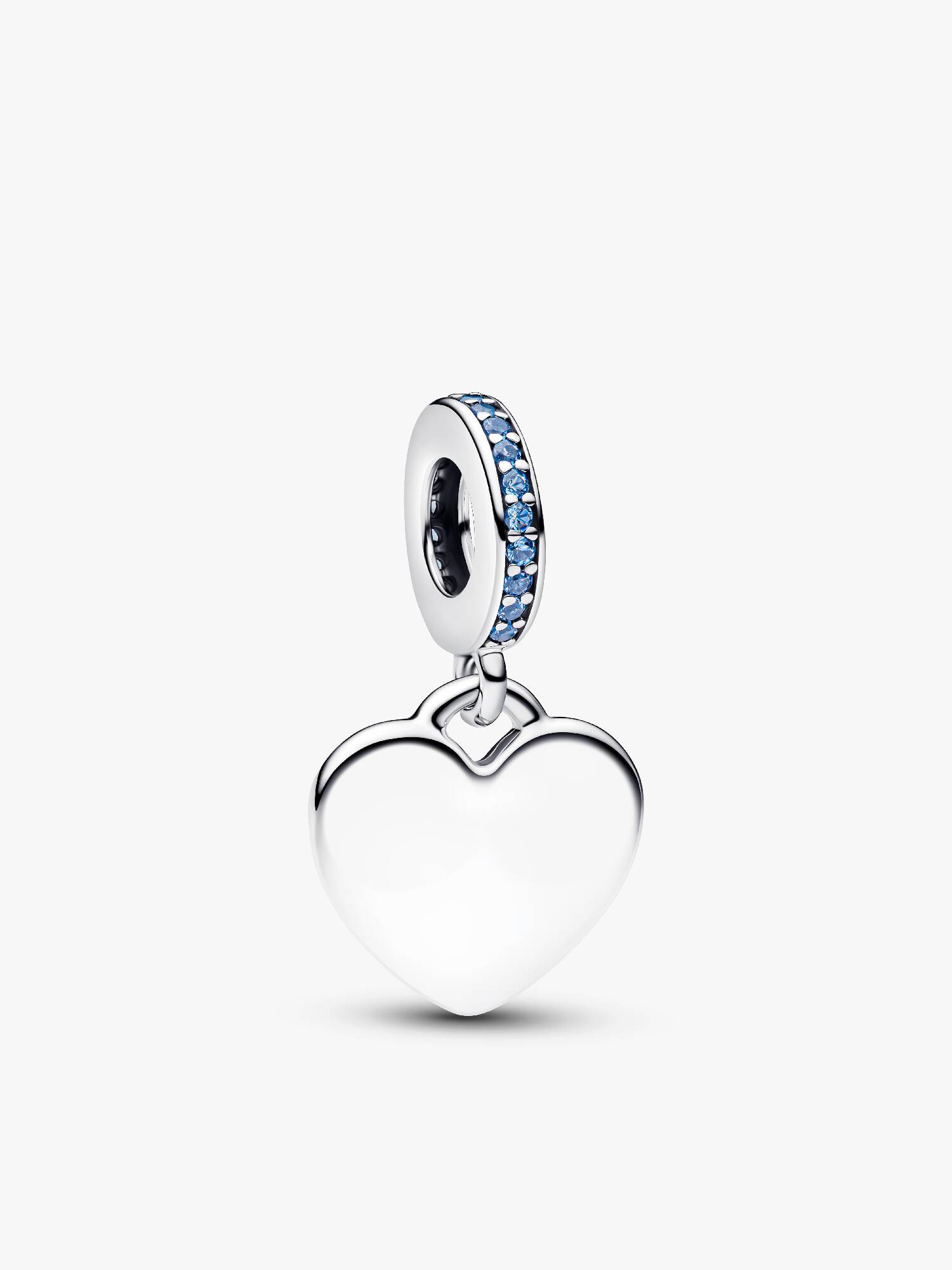 Charm Pendente Coração Gravável com Pedras Azuis