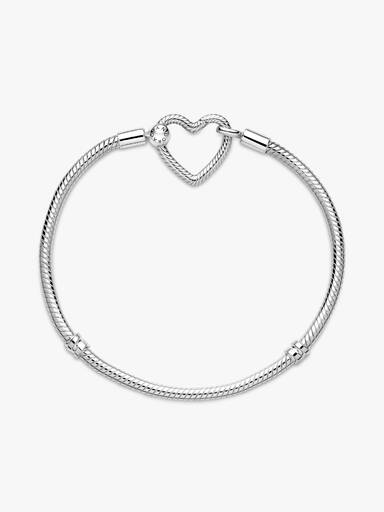 Pulseira Corrente Snake com Fecho de Coração Vazado