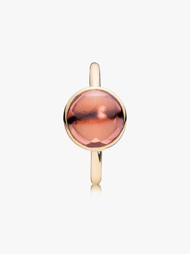 Anel Poetic Droplet, ouro 14k e Blush Rosa Cristal