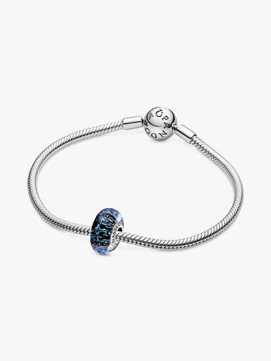 Charm oceânico ondulado de vidro de Murano azul escuro