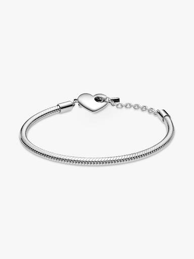 Pulseira Corrente Snake com Fecho em T e Coração