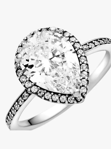Anel com Halo Brilhante En Forma de Gota