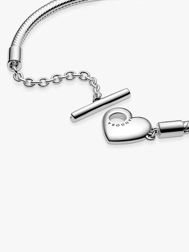 Pulseira Corrente Snake com Fecho em T e Coração