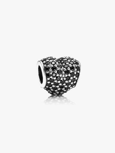 Heart pave silver charm with black nano crystal