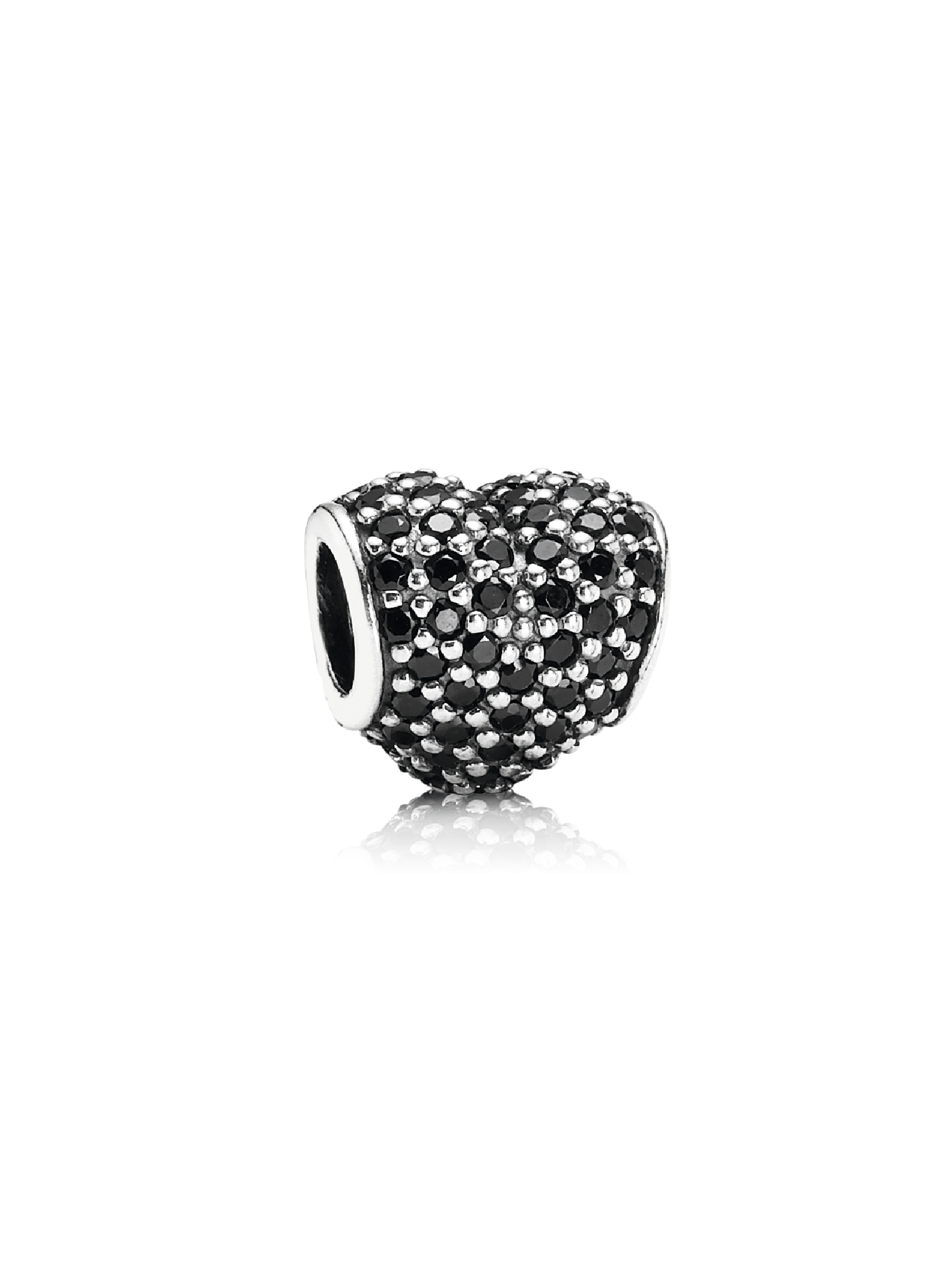 Heart pave silver charm with black nano crystal