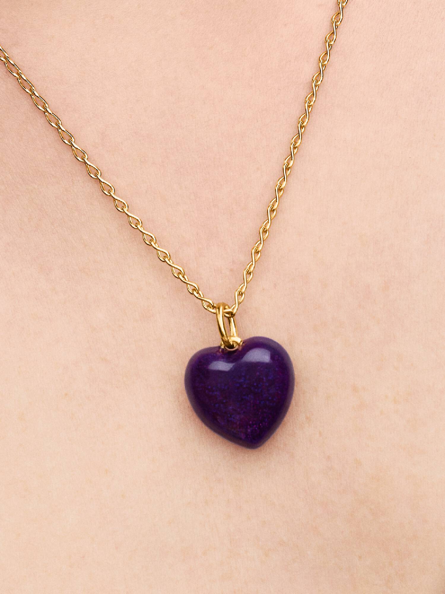 Charm Pendente de Coração Curvo Roxo