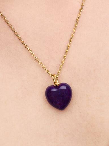 Charm Pendente de Coração Curvo Roxo