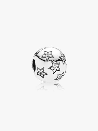 Stars silver clip with cubic zirconia