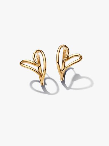 Brincos de argola de coração com design orgânico