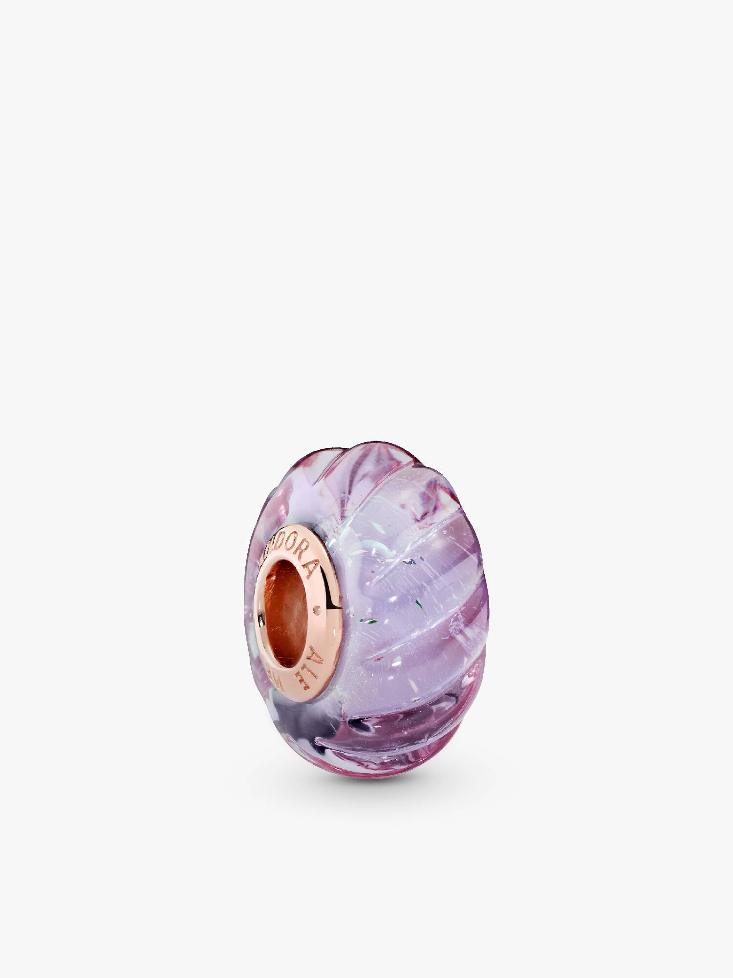 Groove 14k rose gold-plated charm with iridescent, pink and purple Murano glass