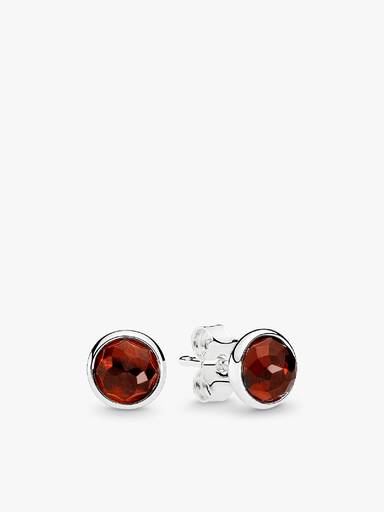 January birthstone silver stud earrings with garnet