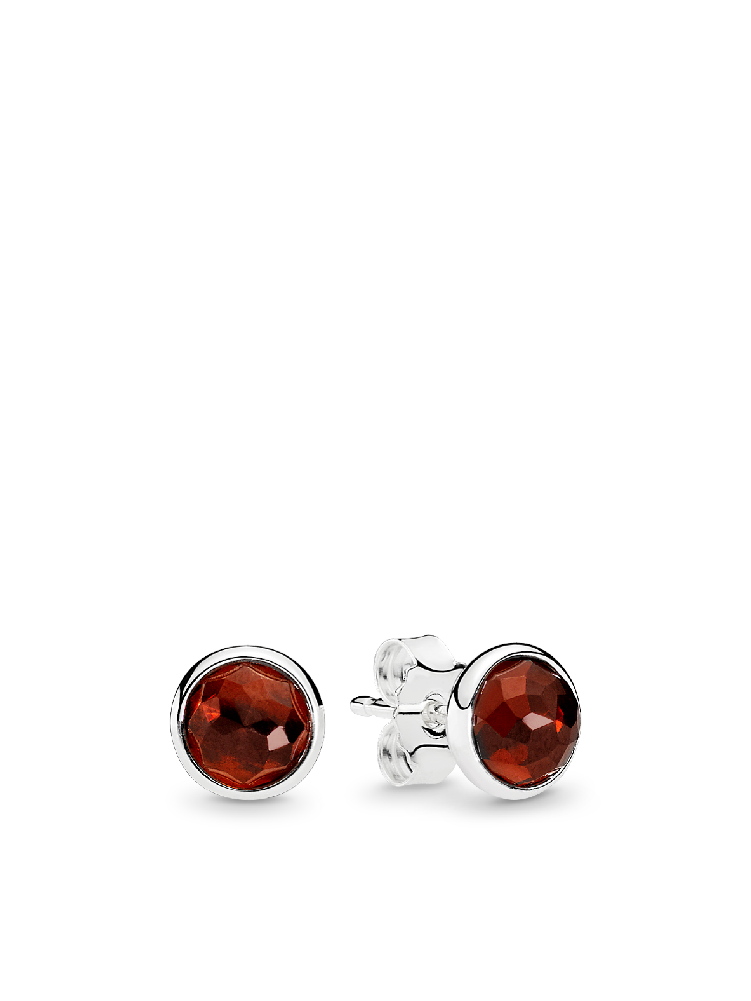 January birthstone silver stud earrings with garnet
