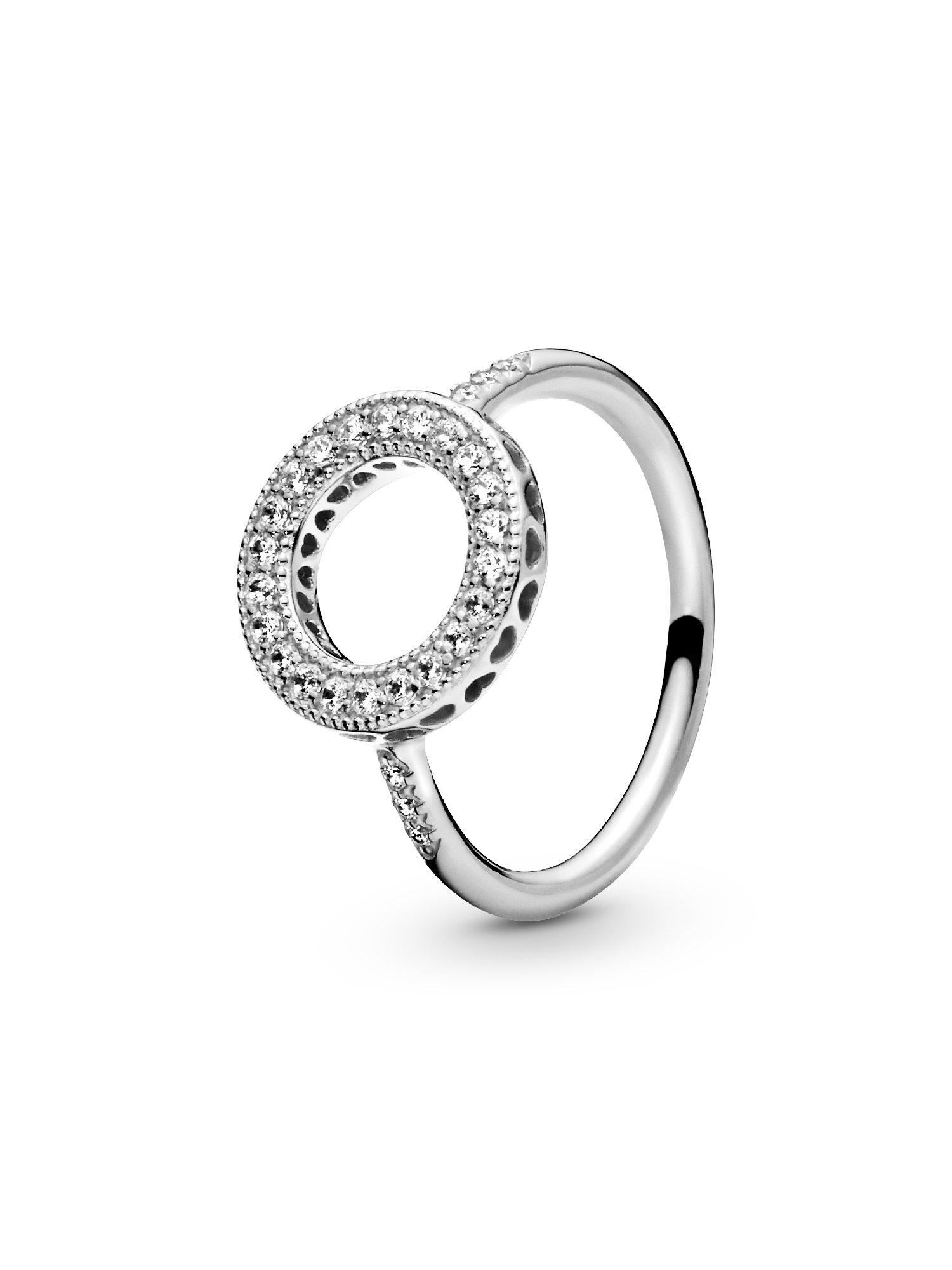 Silver ring with clear cubic zirconia