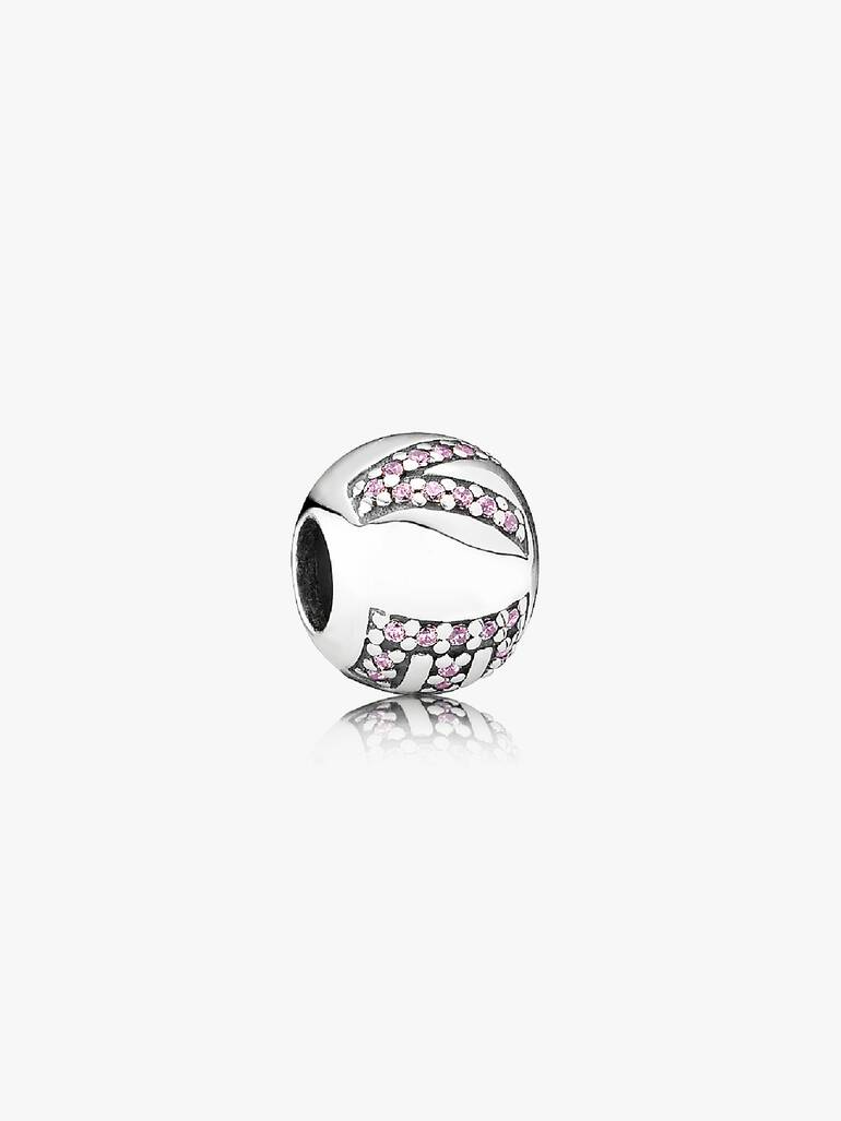LOVE silver charm with pink cubic zirconia