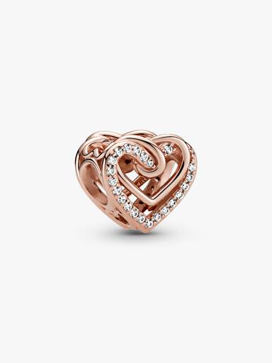 Charm Brilhante de Corações Entrelaçados