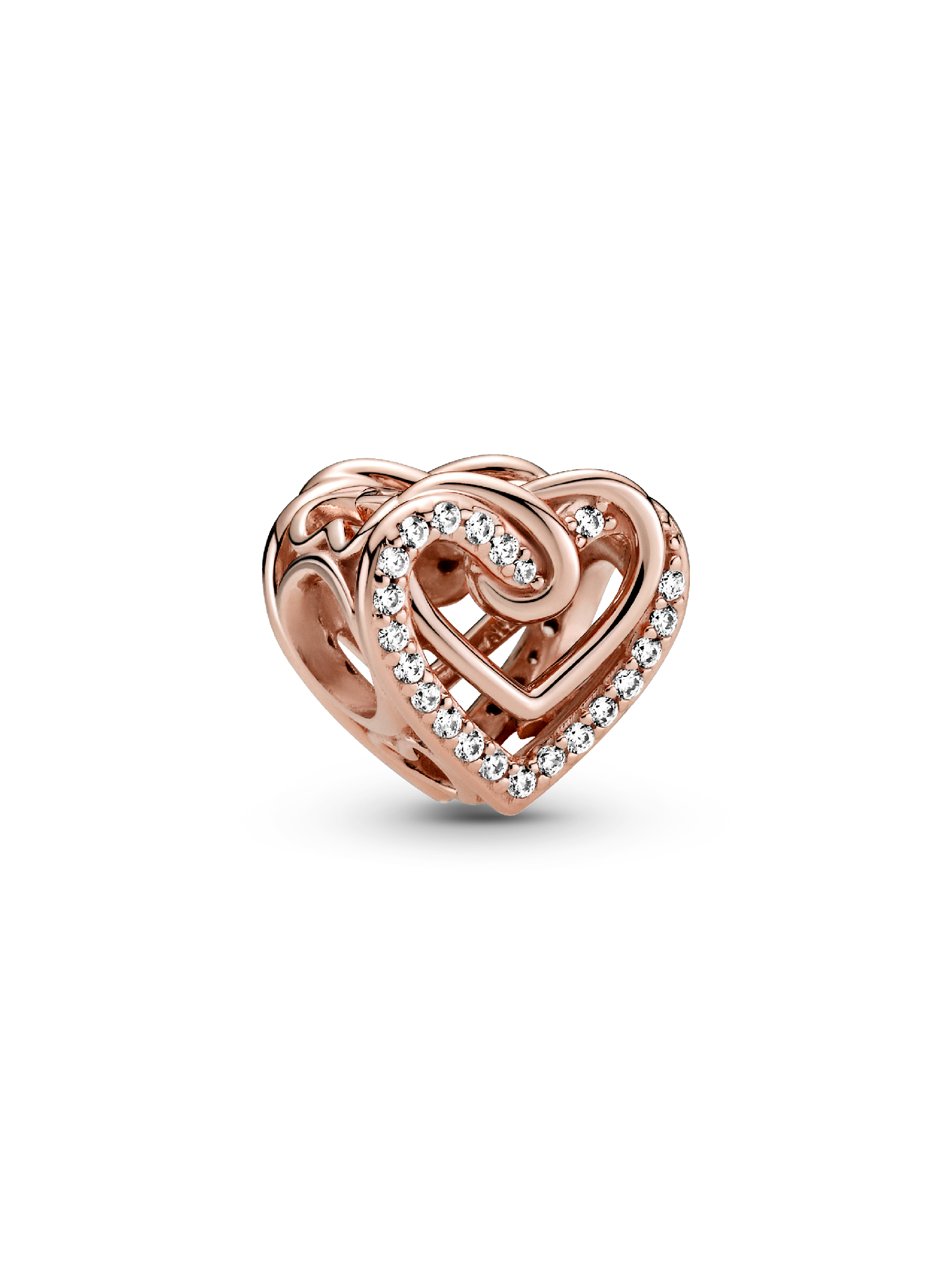 Charm Brilhante de Corações Entrelaçados