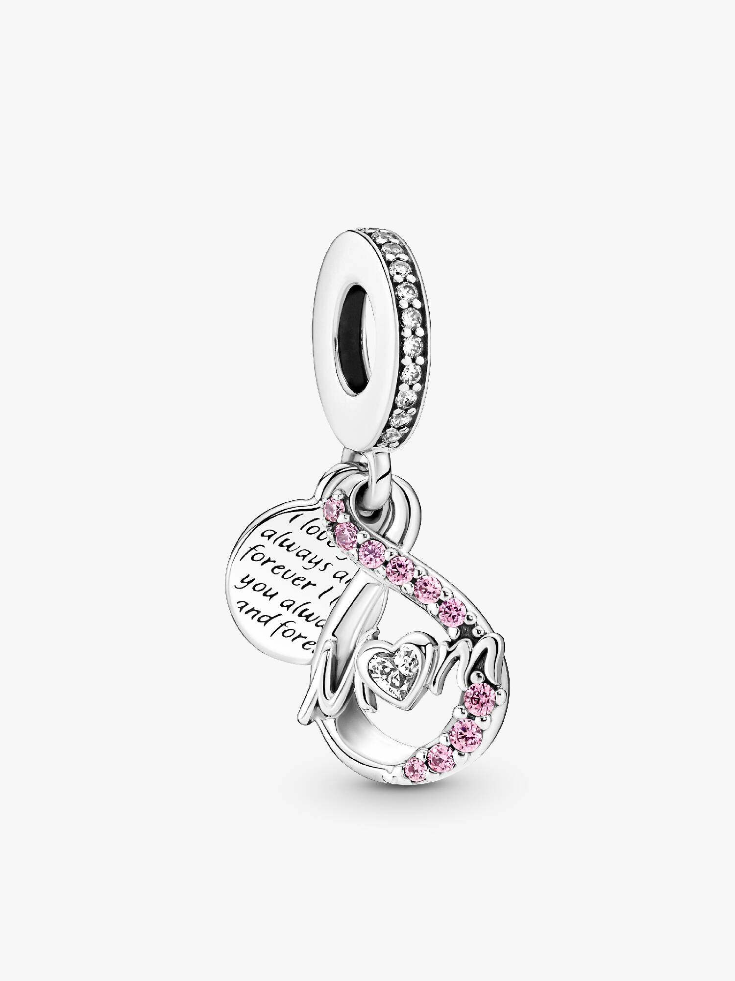 Charm Pendente Duplo Mamá e Infinito com Pavê