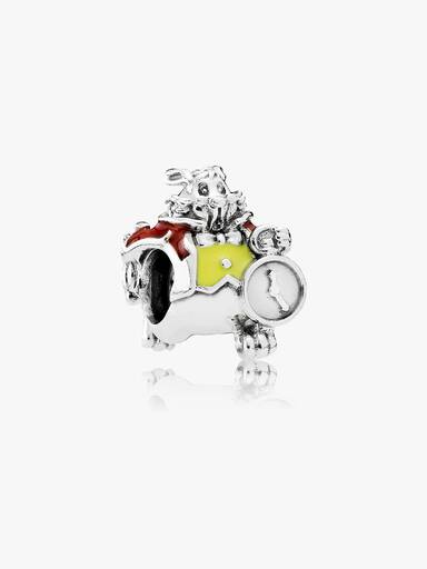 Disney White Rabbit silver charm with red and yellow enamel