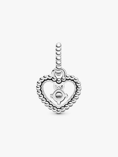 Heart sterling silver dangle with milky white crystal