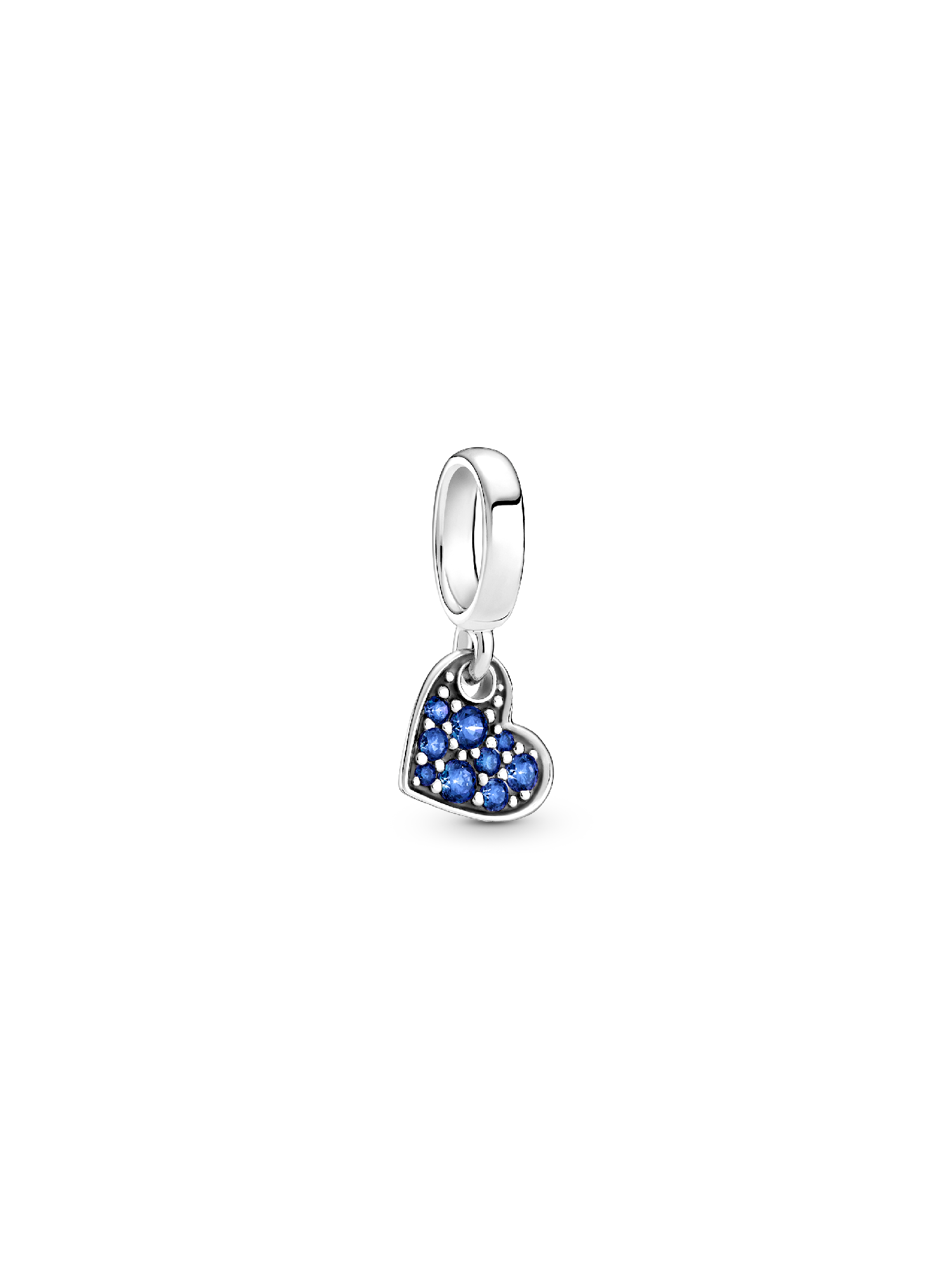 Heart sterling silver dangle with stellar blue crystal