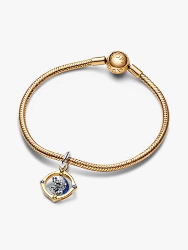 Charm Pendente Lua Giratoria Em dos Tons Mickey e Minnie