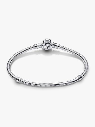 bracelete de corrente snake com fecho de rosa em flor
