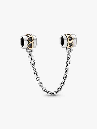 Hearts silver safety chain with 14k