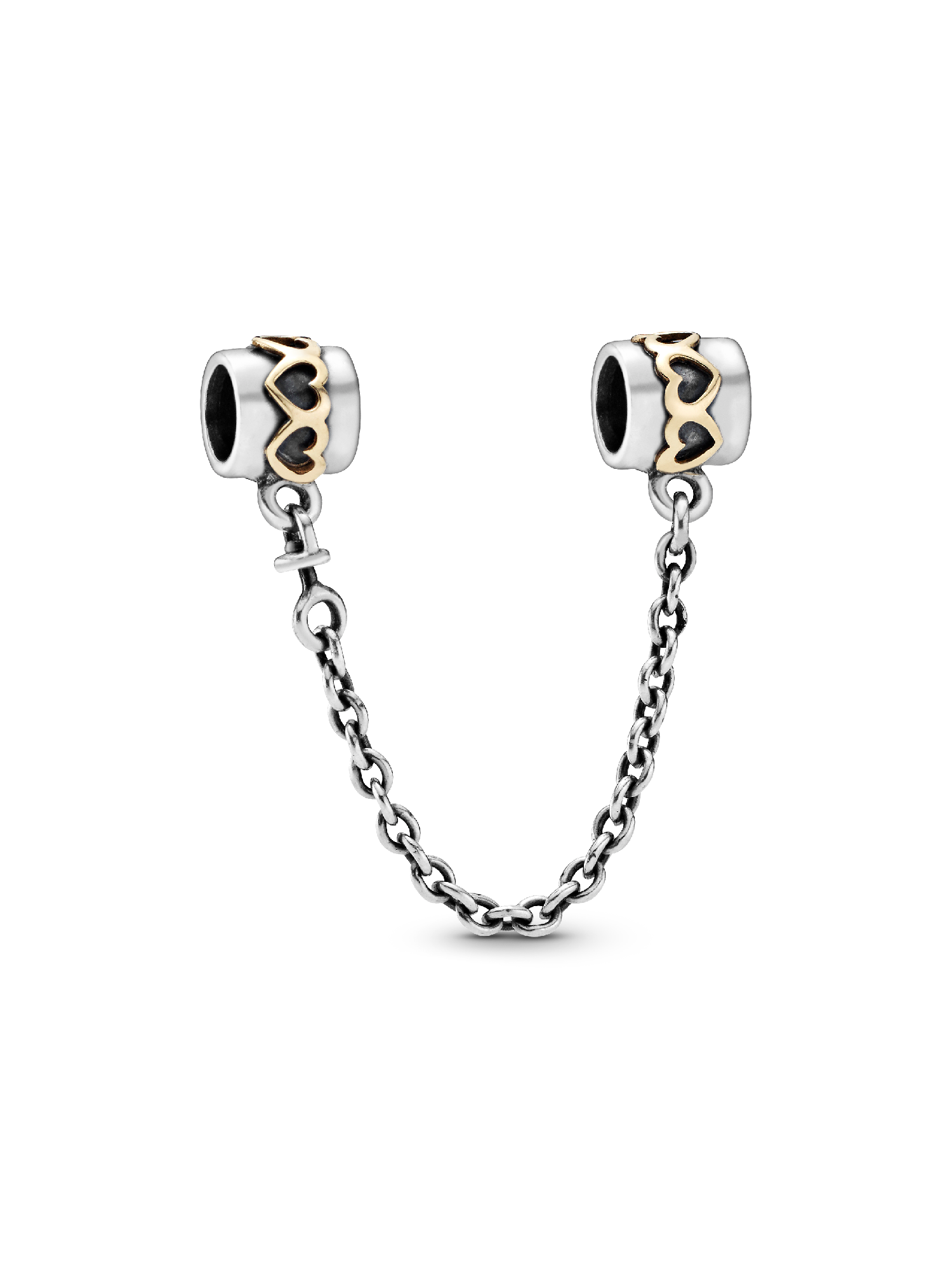 Hearts silver safety chain with 14k
