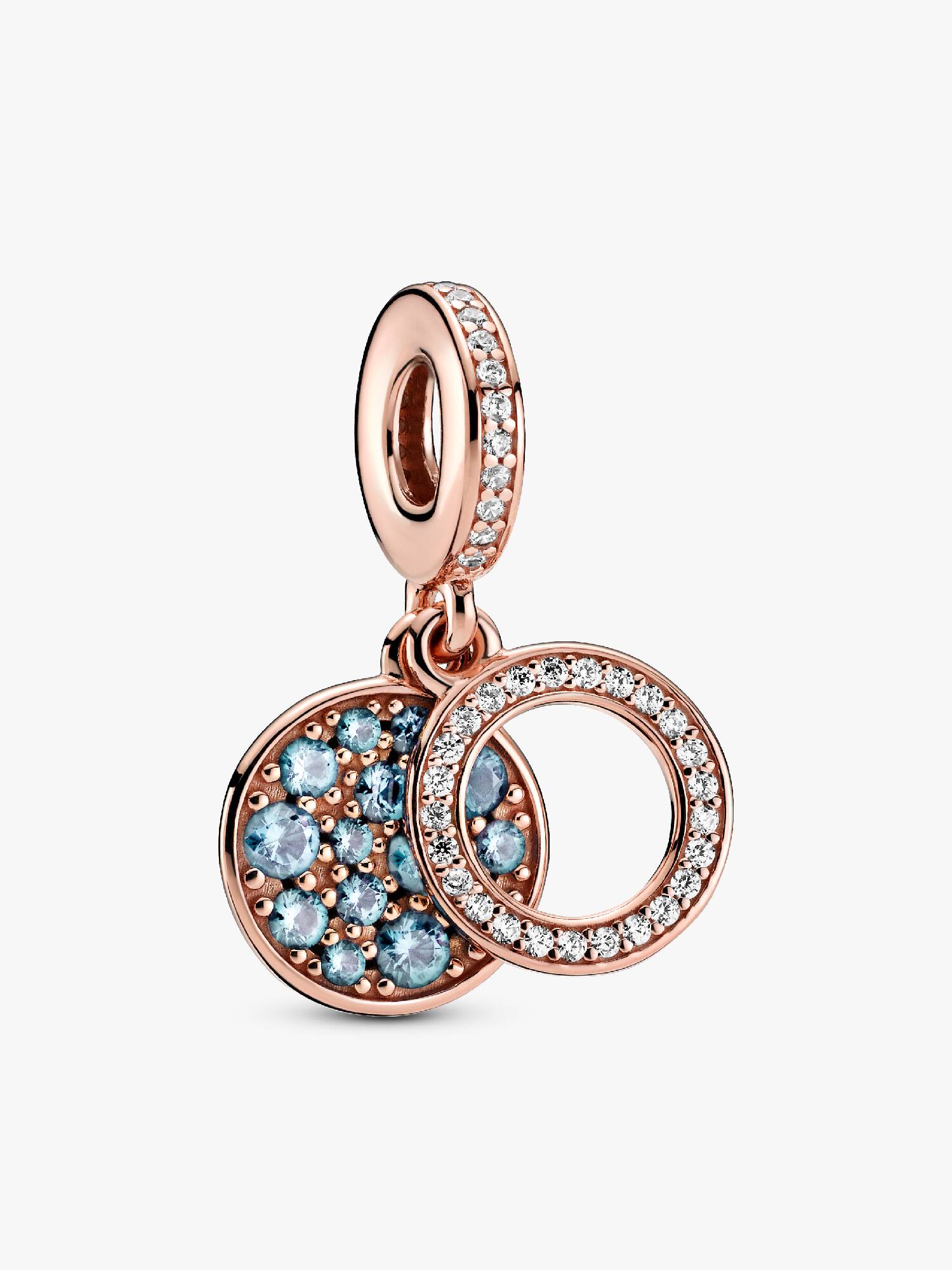 Brilhante Light Azul Disc Duplo Charm Pendente