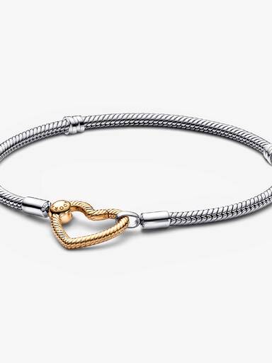 Pulseira Corrente Snake com Fecho de Coração Vazado