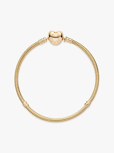 Bracelete Diseño Corrente de Serpiente Cierre de Coração Pandora Moments