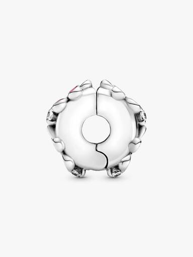 Daisy sterling silver clip with clear cubic zirconia, shaded pink enamel and silicone grip