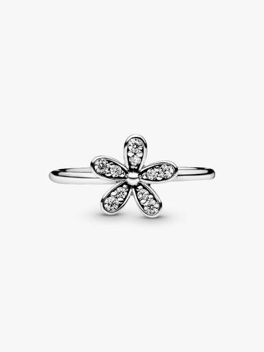 Daisy silver ring with cubic zirconia