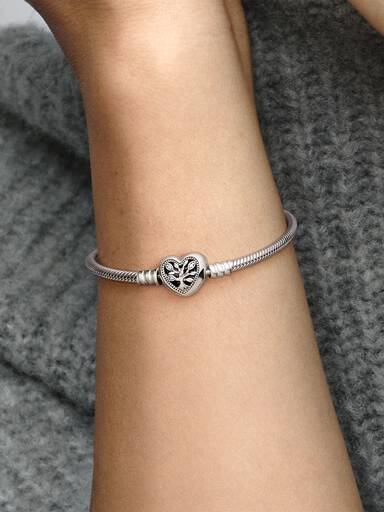 Pulseira Corrente snake com Fecho de Coração Árvore Genealógica
