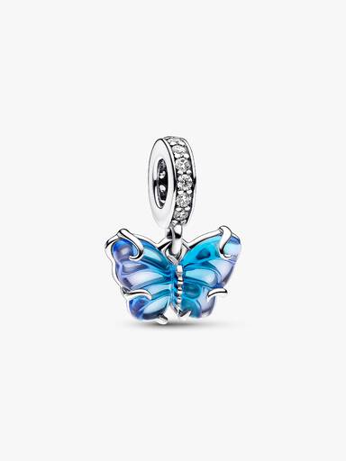 Charm pendente de borboleta em vidro de Murano em degradê azul