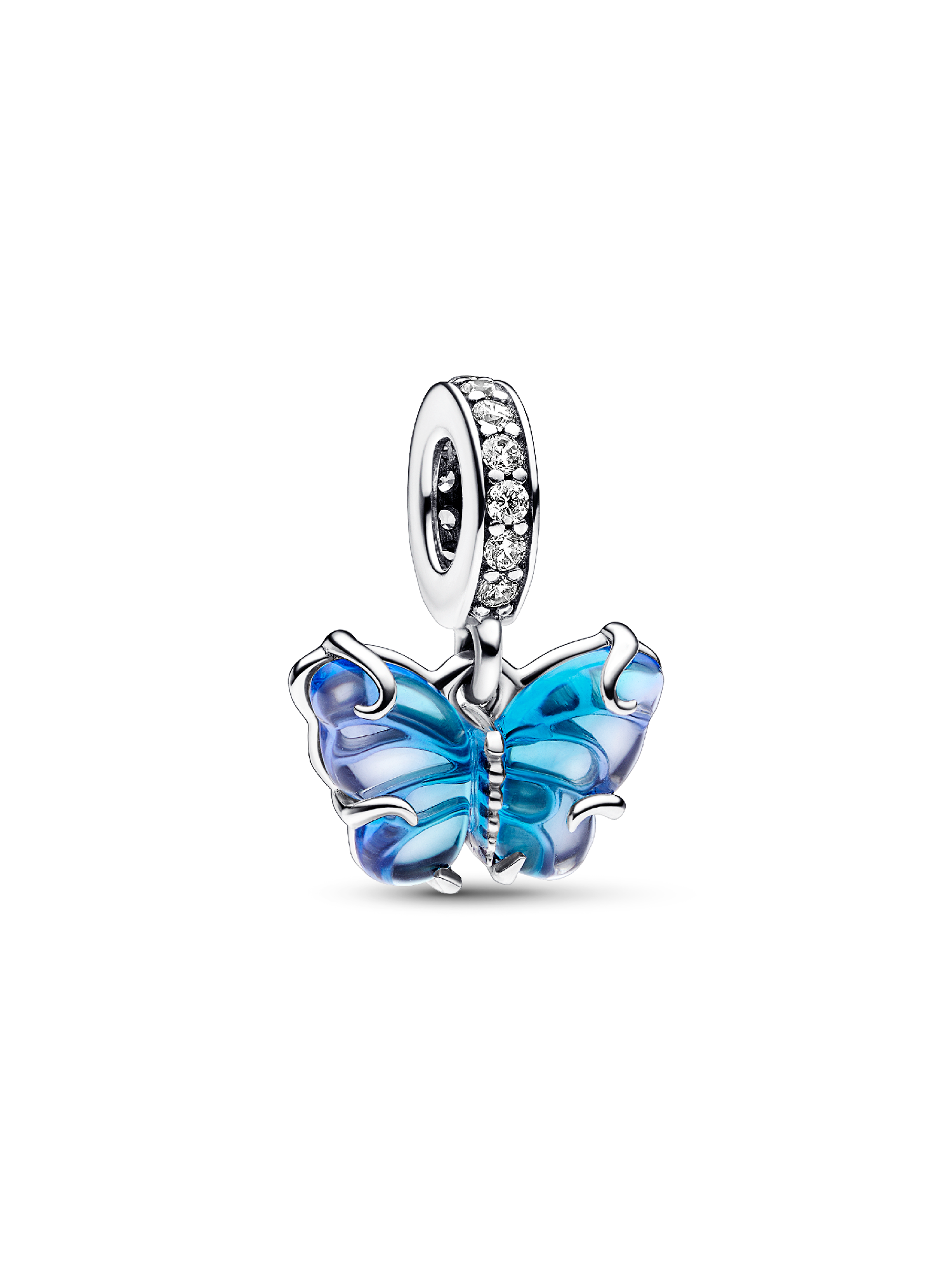 Charm pendente de borboleta em vidro de Murano em degradê azul