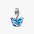 Charm pendente de borboleta em vidro de Murano em degradê azul Charm pendente de borboleta em vidro de Murano em degradê azul