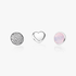 October petite elements pack in silver with heart, pave droplet with clear CZ and opalescent pink crystal droplet October petite elements pack in silver with heart, pave droplet with clear CZ and opalescent pink crystal droplet