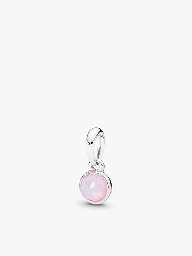 October birthstone silver pendant with opalescent pink crystal