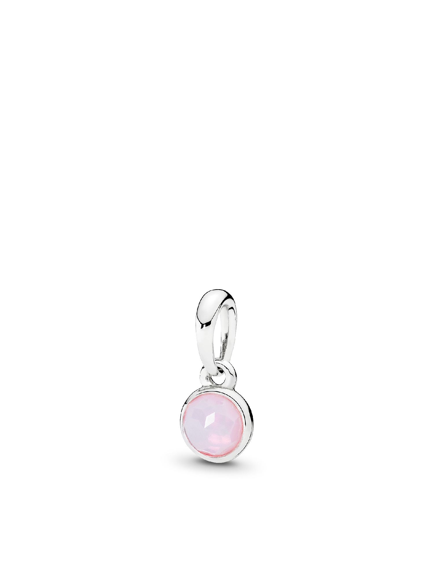 October birthstone silver pendant with opalescent pink crystal
