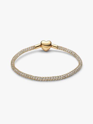 Pulseira de Malha Brilhante com Fecho de Coração