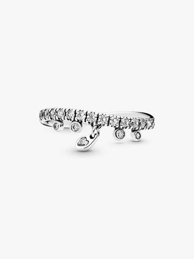 Chandelier silver ring with clear cubic zirconia